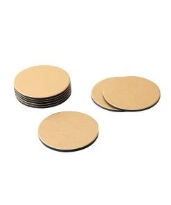 Caspari Home & Beauty Round Leather Felt-Backed Coasters In Gold - 8 Per Box