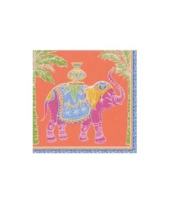 Caspari Royal Elephant Paper Cocktail Napkins In Orange Just In