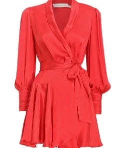 ZIMMERMANN Silk Wrap Mini Dress Featured Designers