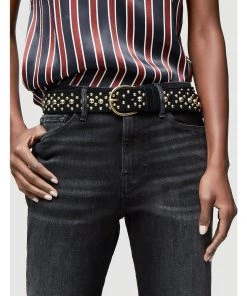 FRAME Bags & Accessories Studded Suede Belt Noir