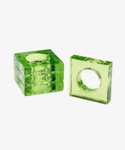 Caspari Acrylic Napkin Rings In Emerald - Set Of 4 Just In
