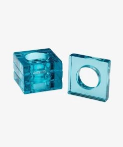 Caspari Home & Beauty Acrylic Napkin Rings In Turquoise - Set Of 4