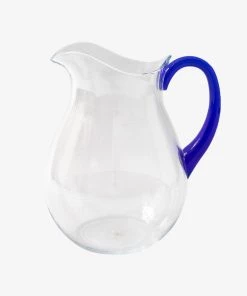 Caspari Acrylic Pitcher In Clear With Cobalt Handle Just In