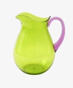 Caspari Just In Acrylic Pitcher In Green With Amethyst Handle