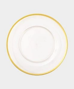 Caspari Just In Acrylic Plate Charger In Clear With Gold Rim