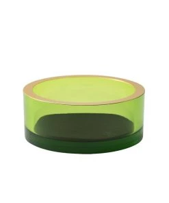 Caspari Home & Beauty Acrylic Wine Bottle Coaster In Emerald With Gold Rim