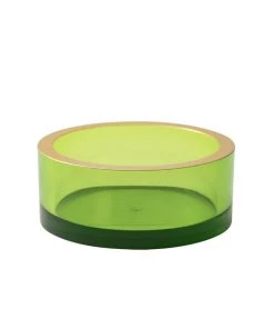 Caspari Home & Beauty Acrylic Wine Bottle Coaster In Emerald With Gold Rim