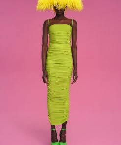 Solace London Adler Midi Dress In Chartreuse Just In
