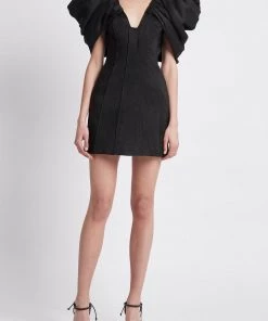 Aje. Admiral Butterfly Sleeve Mini Dress In Black Just In