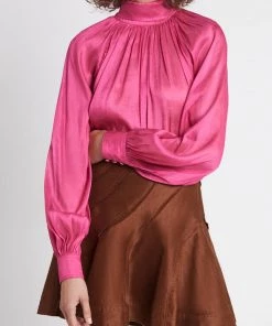 Aje. Just In Admiration Bow Back Blouse In Magenta