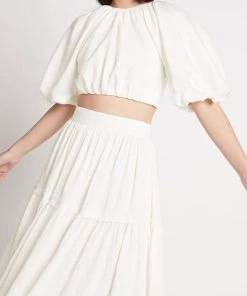 Aje. Just In Admiration Lace-Up Cropped Top In Ivory