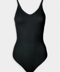 AGOLDE Spaghetti V-Strap Bodysuit In Black