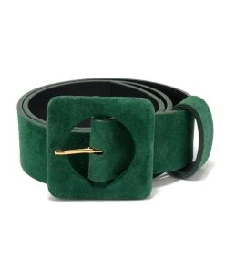 Lizzie Fortunato Agnes Belt In Emerald Suede