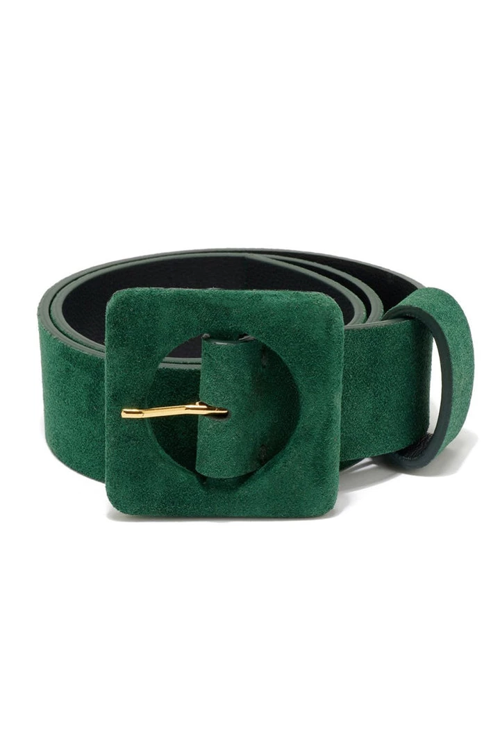 Lizzie Fortunato Agnes Belt In Emerald Suede 1 Lizzie Fortunato Agnes Belt In Emerald Suede