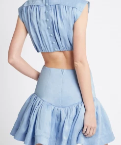 Aje. Just In Solstice Cut Out Ring Flip Mini Dress In Powder Blue