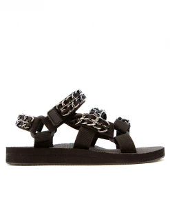 Arizona Love Flats Trekky Trio Chain Sandals In Black