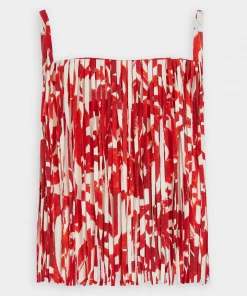 ALEXIS Just In Tania Fringed Cropped Top In Maraschino