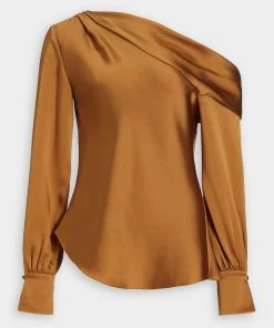 Jonathan Simkhai Alice Cold Shoulder Top In Copper