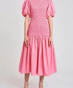 Derek Lam 10 Crosby Just In Amaya Smocked Dress In Peony