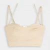 Jonathan Simkhai Standard Just In Amelie Linen Suiting Sweetheart Bustier Bra In Wheat