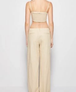 Jonathan Simkhai Standard Just In Amelie Linen Suiting Sweetheart Bustier Bra In Wheat