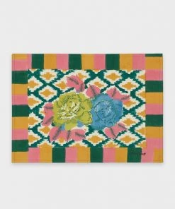 Lisa Corti American Placemat 35x48 Hima Big Flower In Peacock Gold