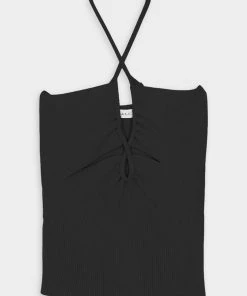 A.L.C. Ana Rib Knit Top In Black