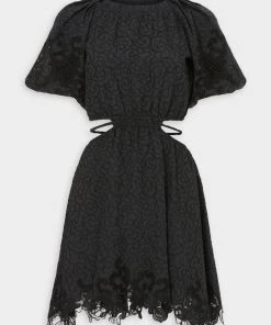 Jonathan Simkhai Anaise Geometric Cut Out Embroidery Puff Mini Dress In Black Just In