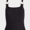 Jonathan Simkhai Just In Aniyah Compact Rib Tank With Chain In Black