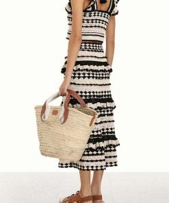 Zimmermann Anneke Crochet Halter Tank In Black Cream