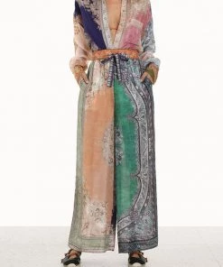 Zimmermann Just In Anneke Draw Waist Pant In Patch Paisley