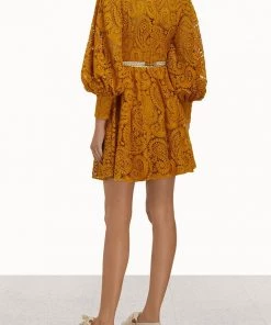 Zimmermann Anneke Lace Mini Dress In Mustard