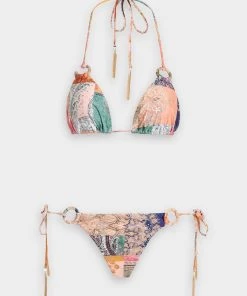 Zimmermann Anneke Ring Tie Bikini Set In Patch Paisley
