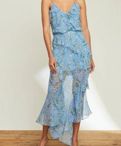 Veronica Beard Avenel Floral Dress In Aero Blue Multi