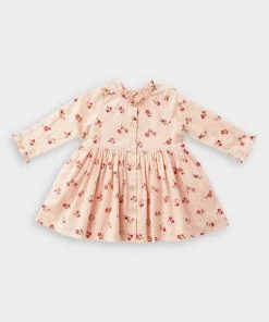Pink Chicken Baby Autumn Dress In Lurex Wallpaper Floral