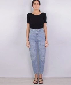 Enza Costa Baby Rib Short Sleeve Open Neck In Black