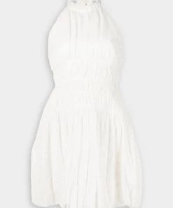 Jonathan Simkhai Bea Gauze Halter Mini Dress In White