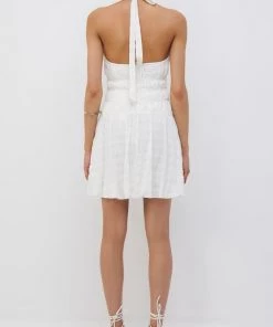 Jonathan Simkhai Bea Gauze Halter Mini Dress In White