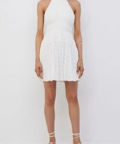Jonathan Simkhai Bea Gauze Halter Mini Dress In White