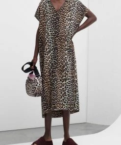 GANNI Beach Kaftan In Leopard