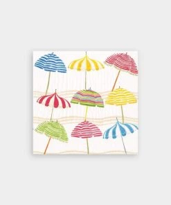 Caspari Beach Umbrellas Paper Cocktail Napkins Just In