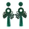 Suzanna Dai Bags & Accessories Beijing Mystic Tassel Earrings Hunter Green