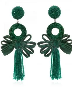 Suzanna Dai Bags & Accessories Beijing Mystic Tassel Earrings Hunter Green