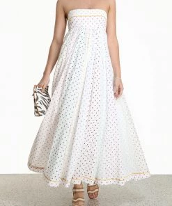 ZIMMERMANN Bellitude Bandeau Midi Dress Spliced Featured Designers