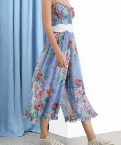 ZIMMERMANN Featured Designers Bellitude Corset Jumpsuit Cornflower Floral