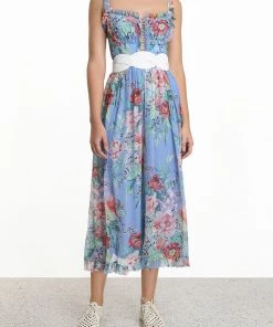 ZIMMERMANN Featured Designers Bellitude Corset Jumpsuit Cornflower Floral