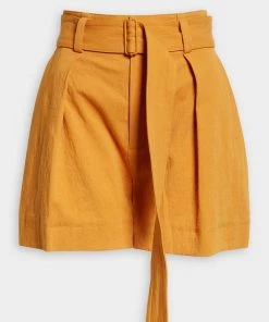 Vince. Belted Twill Short In Burnt Orange Just In