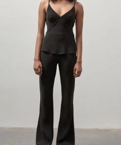 ST. AGNI Bias Silk Pant In Black