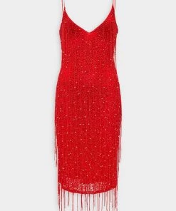 Retrofete Just In Billie Dress In Red With Fringes