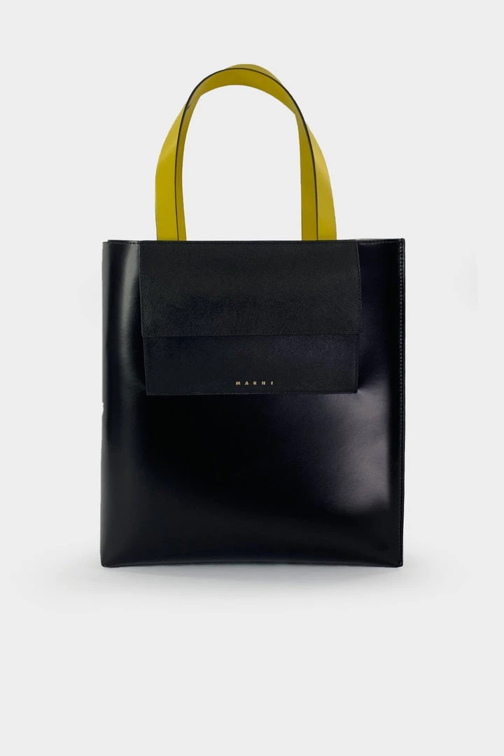 MARNI Just In Black Museo Leather Bag With Pocket 1 MARNI Just In Black Museo Leather Bag With Pocket